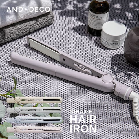 ヘアアイロン ストレートアイロン マイナスイオン 瞬間50秒 海外対応 プロ仕様230℃ ライラックグレー AND・DECO