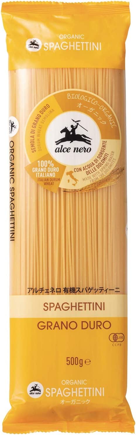ALCE NERO(アルチェネロ) 有機 スパゲッティーニ 500g (オーガニック イタリア産 太さ1.4mm ゆで時間6分)