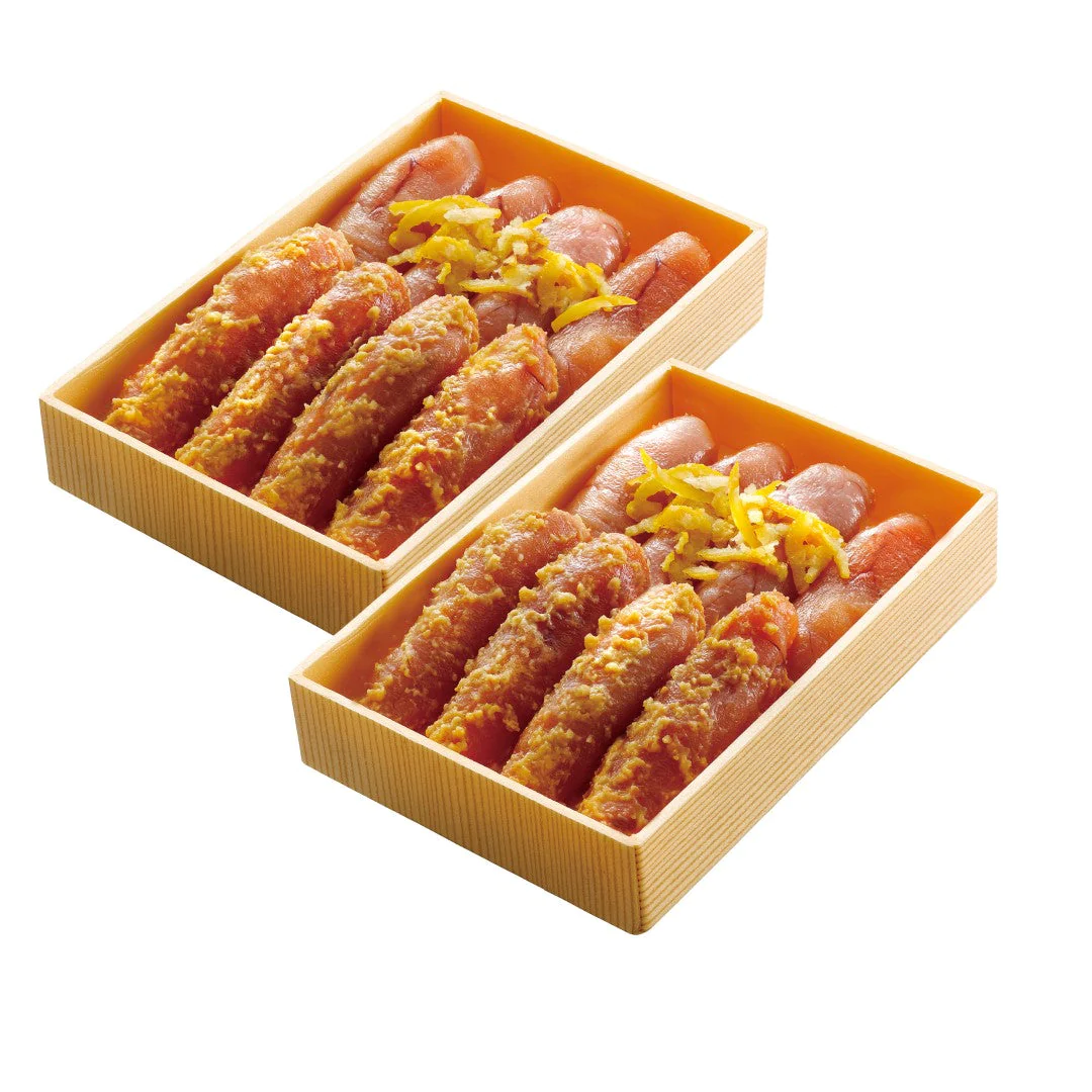 「新宿割烹中嶋」明太子セット（味噌漬け明太子・柚子味明太子 各200g×2セット）冷凍 新宿割烹中嶋 割烹 東京 明太子 セット 味噌漬け 柚子味 味噌だれ 真子 成熟卵 たらこ おつまみ お酒の肴 冷凍 老舗割烹 伝統の味 日本料理 ミシュラン ギフト 人気 おすすめ ※代引不可