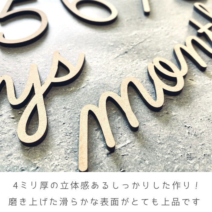 【日本製】【選べるフォント】木製 バナー レターバナー 月齢カード 赤ちゃん  月齢フォト グッズ   マンスリーカード   ベビー マタニティ ニューボーン 寝相アート お昼寝アート ワードバナー  数字セット  インスタ 映え 撮影小物