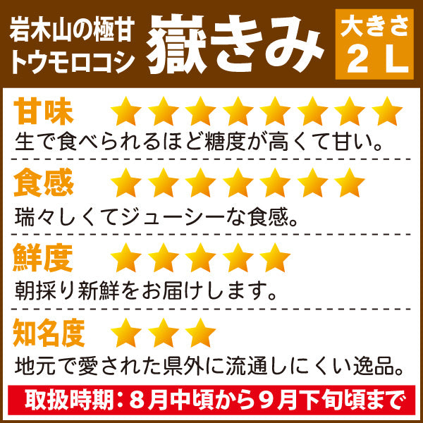 嶽きみ (だけきみ) 青森県産とうもろこし 恵味 2Lサイズ 20本