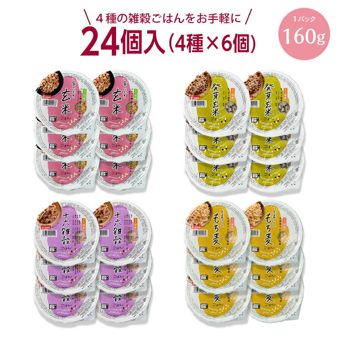 ご飯パック 4種24個セット 160g おくさま印 お米 玄米 十六雑穀 発芽玄米 もち麦 食べ比べ 詰め合わせ レトルト ごはん 食品 無添加 国産 レンジで簡単 温めるだけ ギフト 引っ越し 挨拶 お中元 お歳暮 送料無料