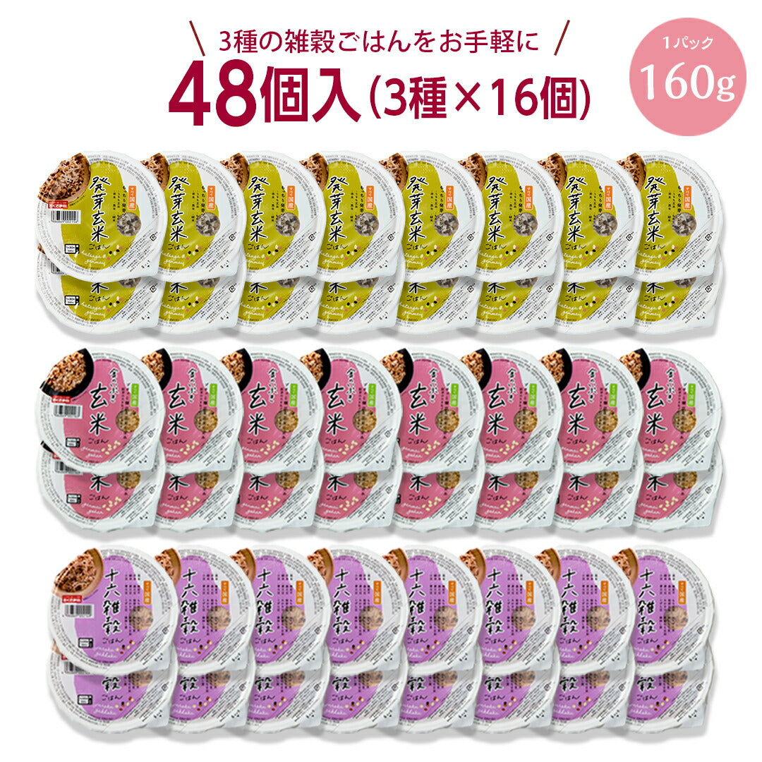 ご飯パック 3種48個セット 160g おくさま印 お米 玄米 十六雑穀 発芽玄米 食べ比べ 詰め合わせ レトルト ごはん 食品 無添加 国産 レンジで簡単 温めるだけ ギフト 引っ越し 挨拶 出産 内祝い お中元 お歳暮 結婚 還暦 送料無料