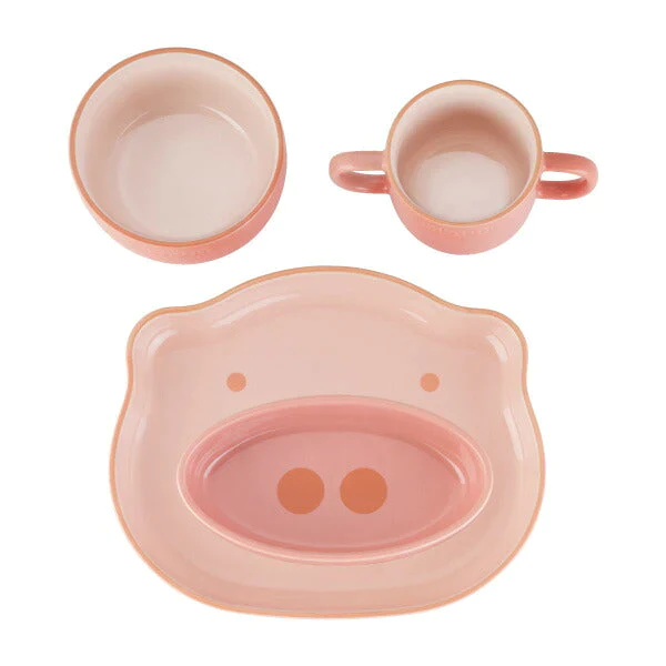 ストウブ ベビー＆キッズ テーブルウェアセット ピンク | STAUB 赤ちゃん用 食器 皿  マグ セラミック  子ども用 食器セット ギフト お祝い 出産祝い 陶器 食器 動物 どうぶつ デザイン プレート