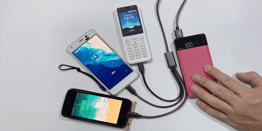1本3役スマホ充電ケーブル あらゆるスマホ・タブレット・モバイルバッテリーなどを充電できます