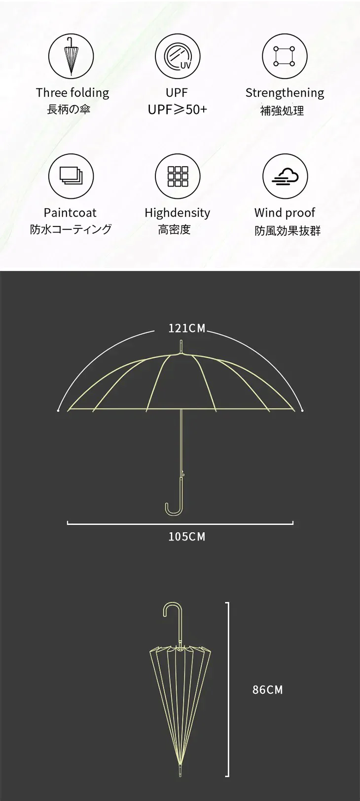 【ネイビー】晴雨兼用 16本骨 強風対策 アンブレラ 傘 ワンタッチオープン ユニセックス 男女兼用 パラソル ジャンプ傘 UV 撥水
