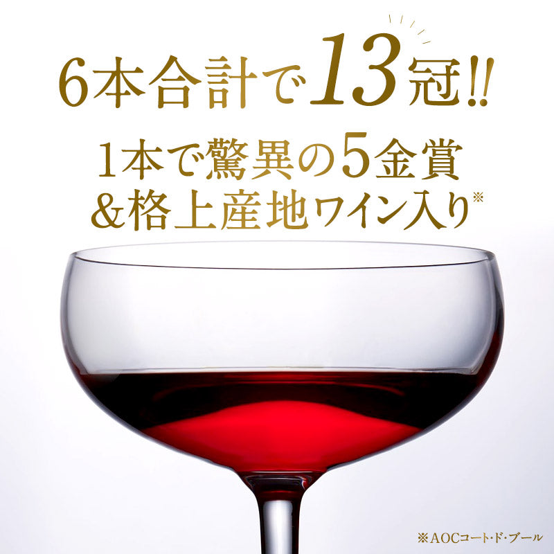 【最安値挑戦祭】【1本あたり税込783.4円】合計13冠 格上産地入り すべて 金賞ボルドー 赤ワイン 6本 飲み比べ セット［常温］【3〜4営業日以内に出荷】【送料無料】[W] it-0000032987