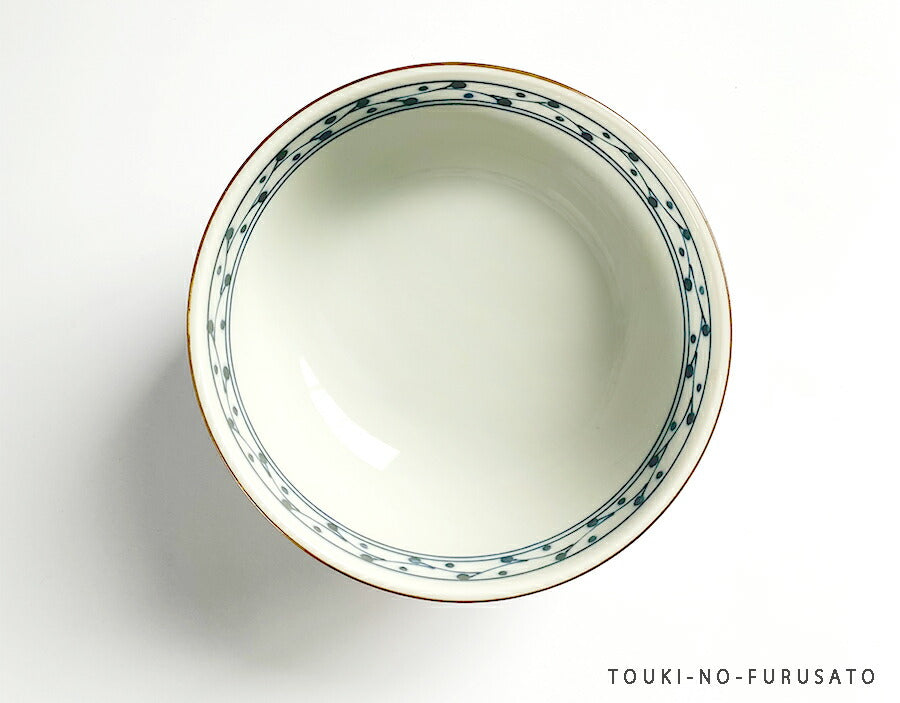 立花大丼  直径15cm どんぶり 丼ぶり 和食器 うどん鉢 麺鉢 めん鉢 手描き アイボリー こびき 磁器 鉢 ボウル ボール 食器 美濃焼 土岐市 国産  昭和レトロ 陶器のふる里  stockヤ