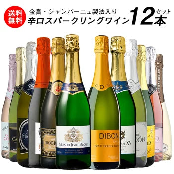 【最安値挑戦祭】【送料無料】金賞・シャンパーニュ製法入り 辛口スパークリングワイン 12本セット［常温］【4〜5営業日以内に出荷】[W][S]