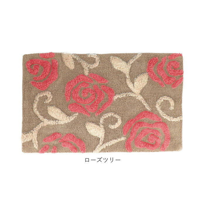 【リトルデイジー・バスマット】 バスマット コットン 通販 足拭きマット 綿100 洗える 70cm バス用品 バスルーム おしゃれ かわいい フラワー 花柄 45×70 厚手 浴室 雑貨 コットンマット インテリア カワサキ