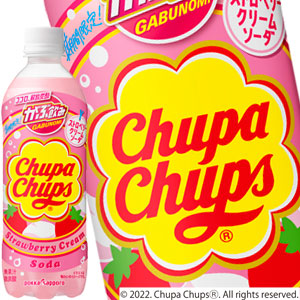 [送料無料] ポッカサッポロ がぶ飲みチュッパチャプス ストロベリークリームソーダ 500mlPET×48本[24本×2箱]【3〜4営業日以内に出荷】