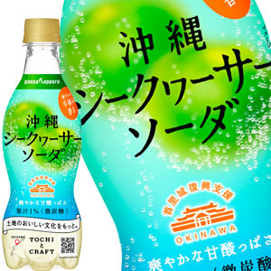 [送料無料] ポッカサッポロ 沖縄シークヮーサーソーダ 420mlPET×48本[24本×2箱]【7月4日出荷開始】
