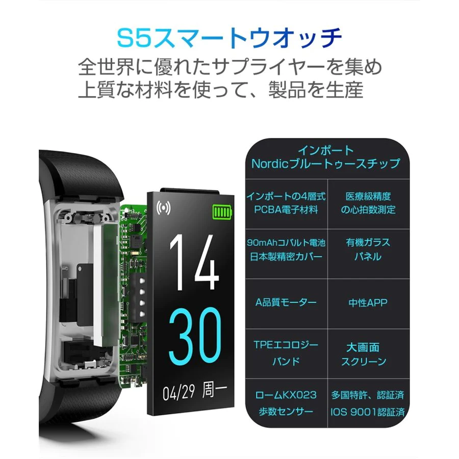 【ブルー】スマートウォッチ スマートブレスレット IP68防水 防塵 心拍計 血圧計 歩数計 消費カロリー 睡眠検測 運動記録 カラースクリーン アプリ通知 アラーム【ゲリラセール】