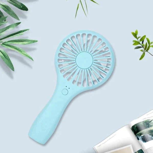 「在庫処分商品」「ブルー」ハンディファン 扇風機 手持ち扇風機 携帯扇風機 USB扇風機 小型 軽量 クール 2段階風量調節 ミュート ネックストラップ付 充電式 熱中症対策【エコ得】