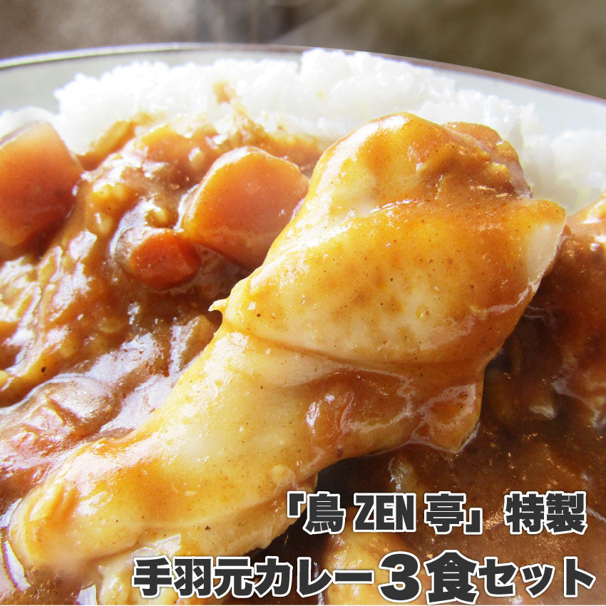 丸ごと1本 手羽元カレー 中辛 （お得な3食セット） 博多の有名店「鳥ＺＥＮ亭」