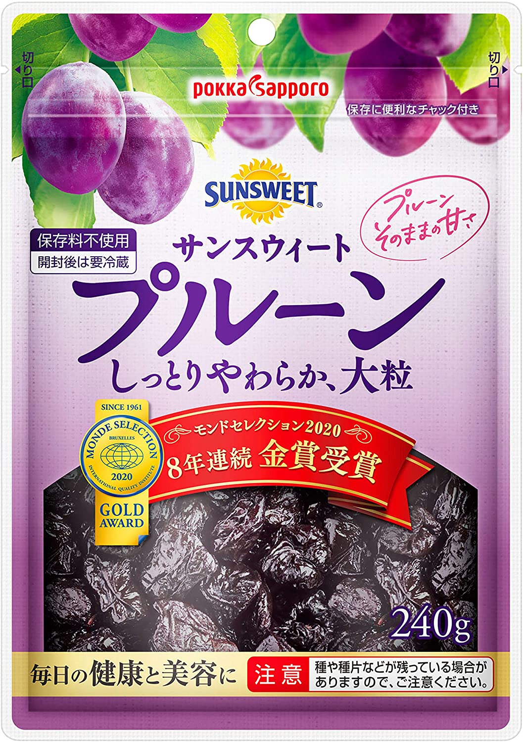 ポッカサッポロ サンスウィート プルーン チャック付 240g