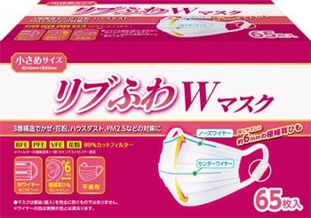 【小さめサイズ65枚】使い捨て マスク 不織布 耳ひも幅6ｍｍ