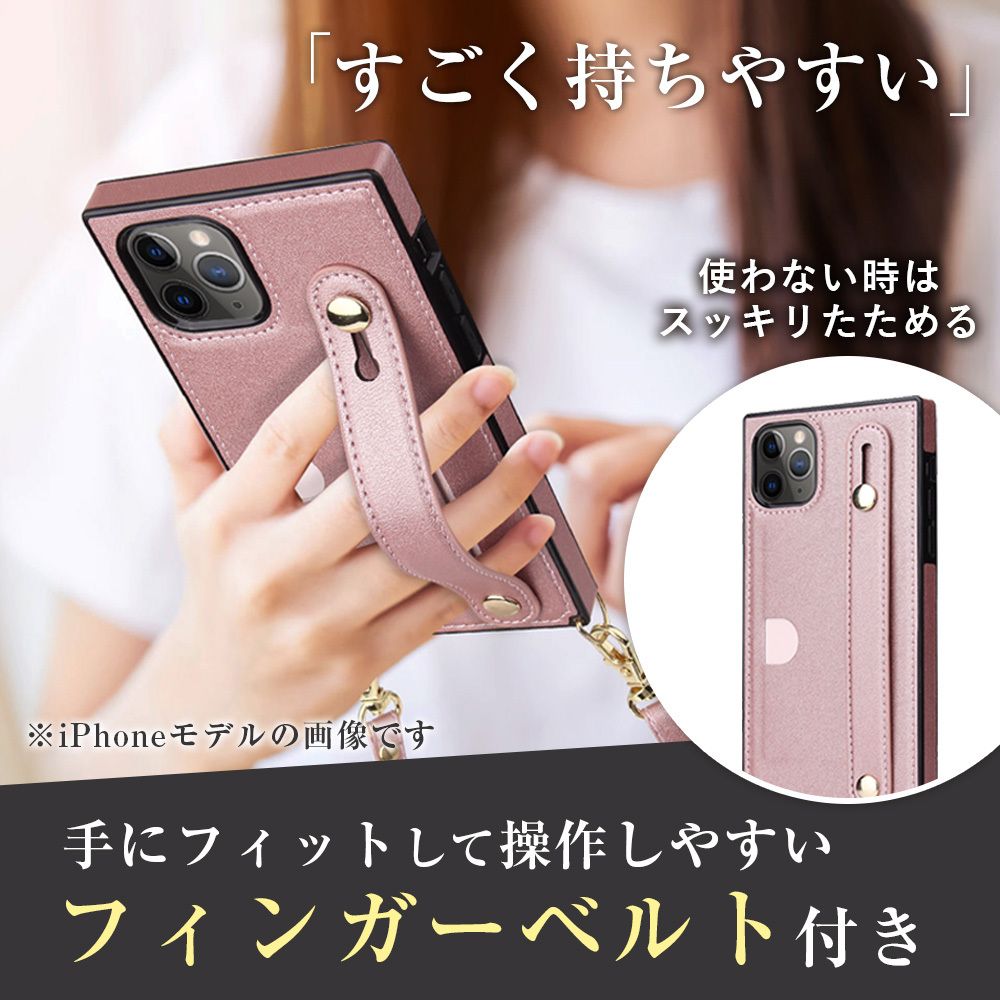 スマホケース iPhoneケース iPhone12mini ピンク ショルダータイプ ベルト付き スマホケース