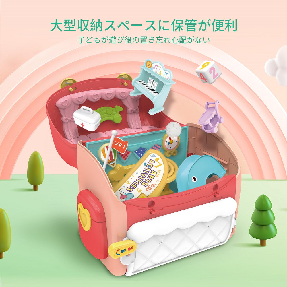 Cute Stone 2in1ドールハウス おままごと おもちゃ カバン式 展開モード 49点セット バービーハウス 収納可 持ち出し便利 DIY楽園 室内遊び 音楽あり 手作りキットセット ドールのお家 小物 家具 子供用おもちゃ 人気 プレゼント 知育玩具 女の子 ギフト 送料無料