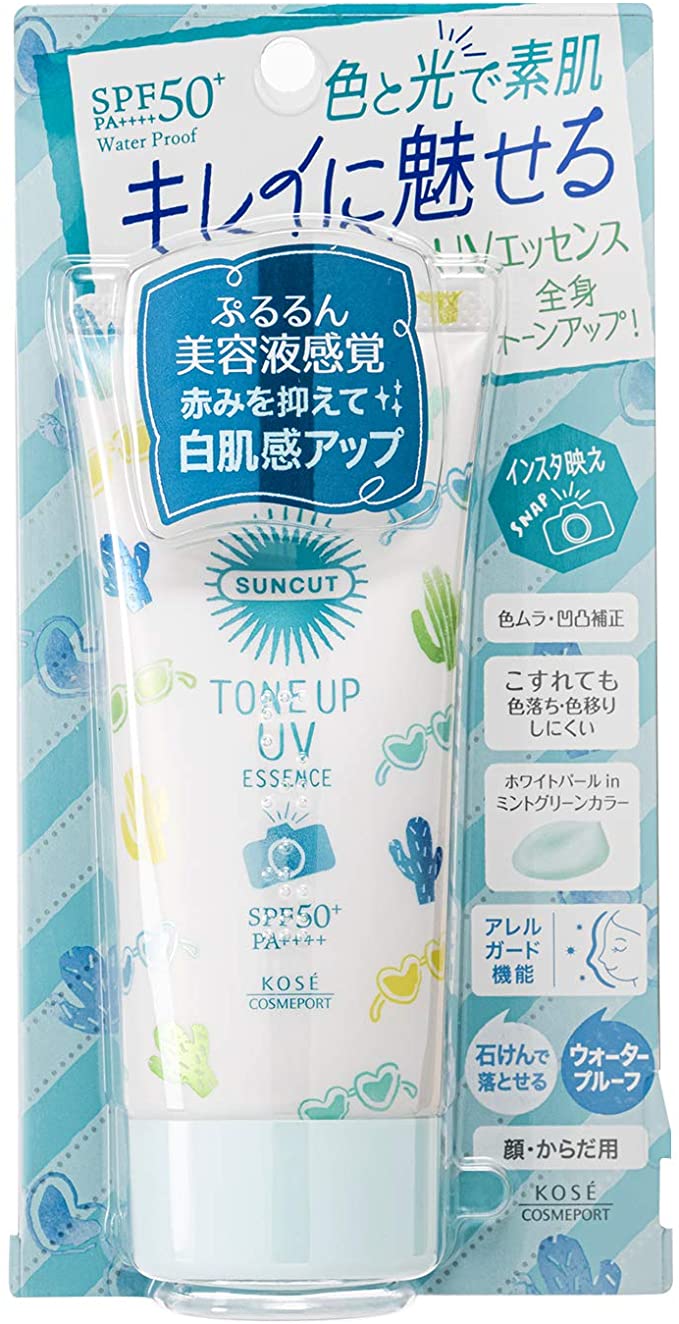 【箱なし】KOSE サンカット 日焼け止め トーンアップ UV エッセンス ミントグリーン カラーコントロール ウォータープルーフ 80g クリスタルフローラルの香り