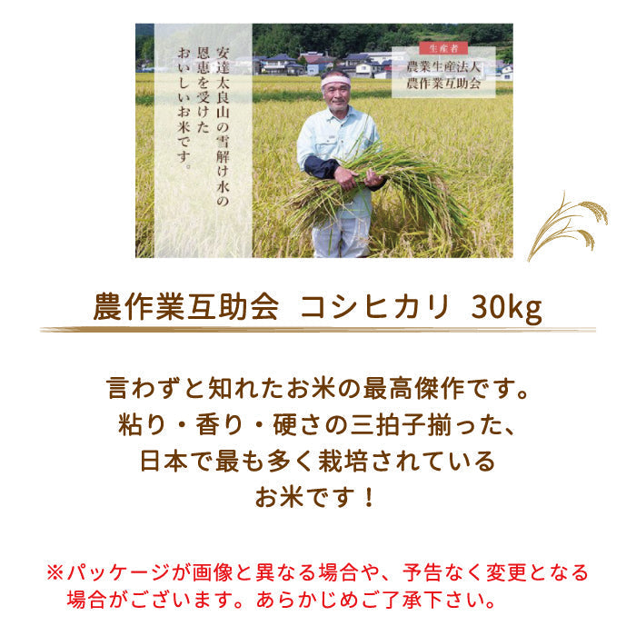 【令和4年産】【農業生産法人　農作業互助会のお米】 コシヒカリ30kg *
