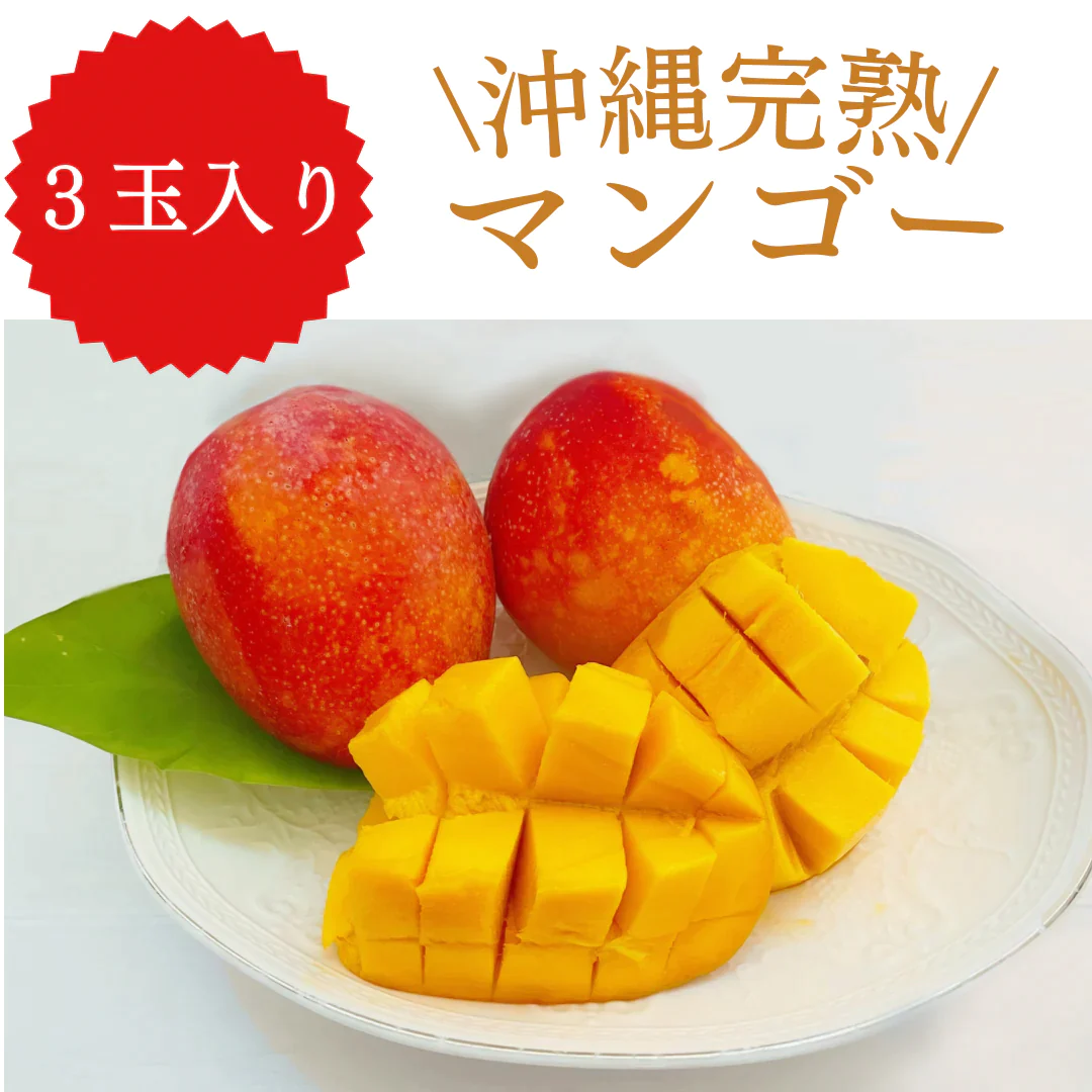 【数量限定特価！】沖縄完熟マンゴー 3玉 1.2kg以上