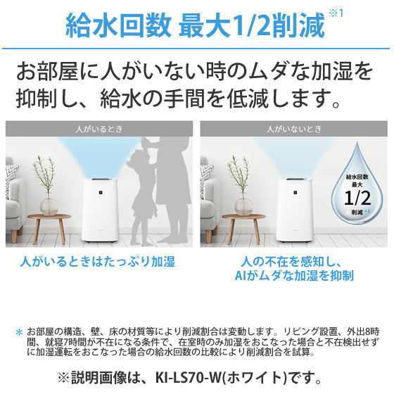【48H限定・1,300円オフ】加湿空気清浄機  SHARP/シャープ プラズマクラスター （ブラウン系） [KI-LS70-T]