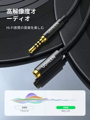 [UGREEN] イヤホン 延長コード 3.5mm 4極 1.0m