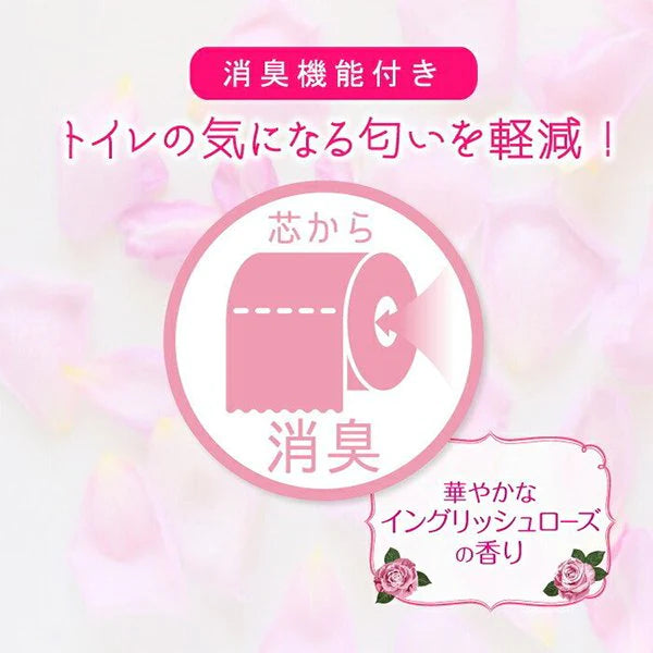 トイレットペーパー 丸富製紙 花束フラワープリント イングリッシュローズの香り ダブル25m 12ロールＸ8パック