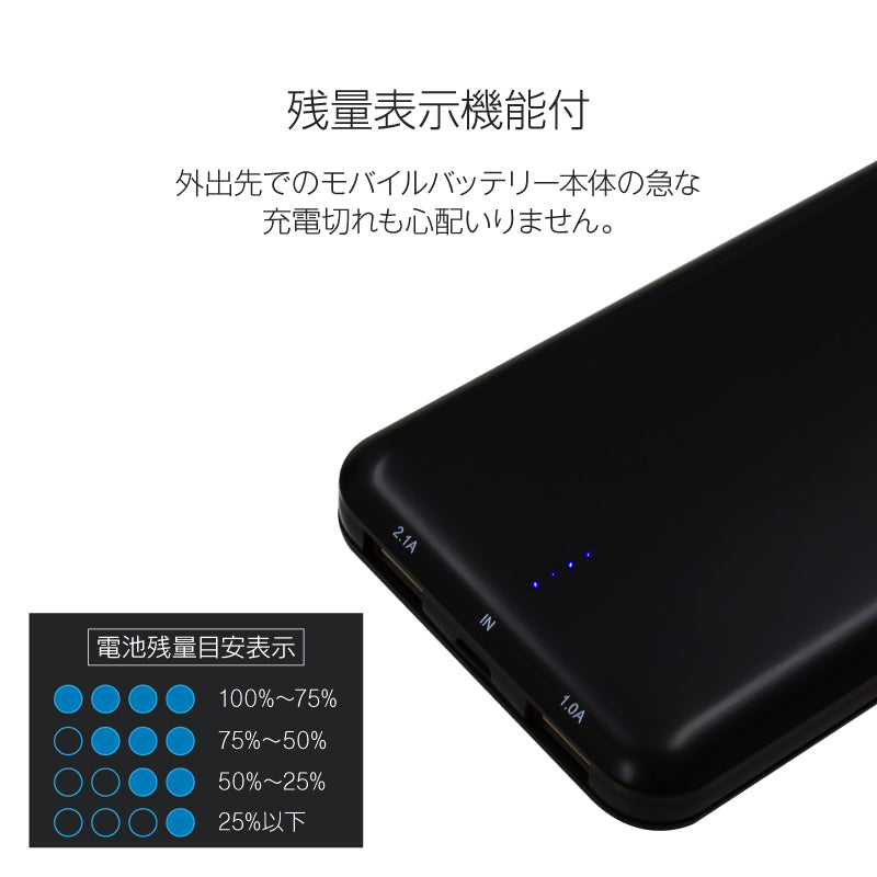 【ホワイト】モバイルバッテリー