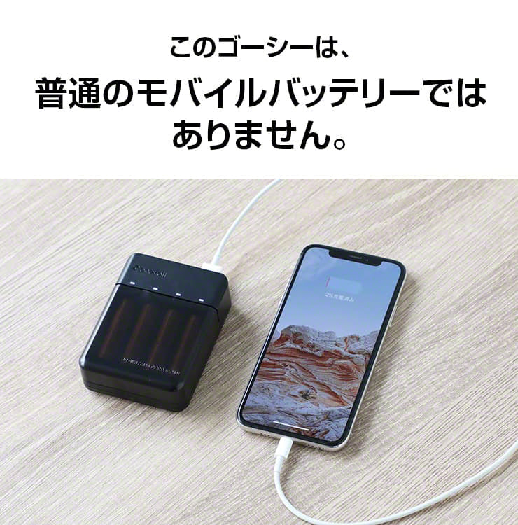 モバイルバッテリー 電池式 乾電池 スマホ 充電器 乾電池式  enevolt(3R-EVC07BK)