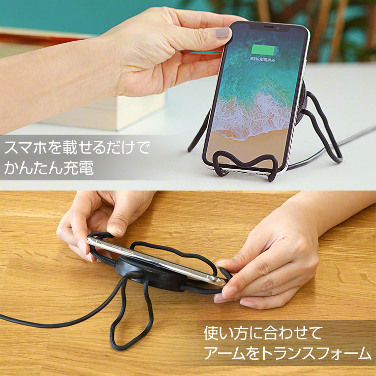 車載ホルダー ワイヤレス充電器 qi 車 スマホスタンド iPhone 車載用 Qi 充電器(3R-FLH07BK)