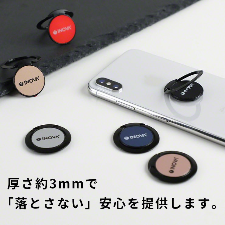 （シルバー）スマホリング マグネットホルダー 車載 セット リング(3R-FSR02)