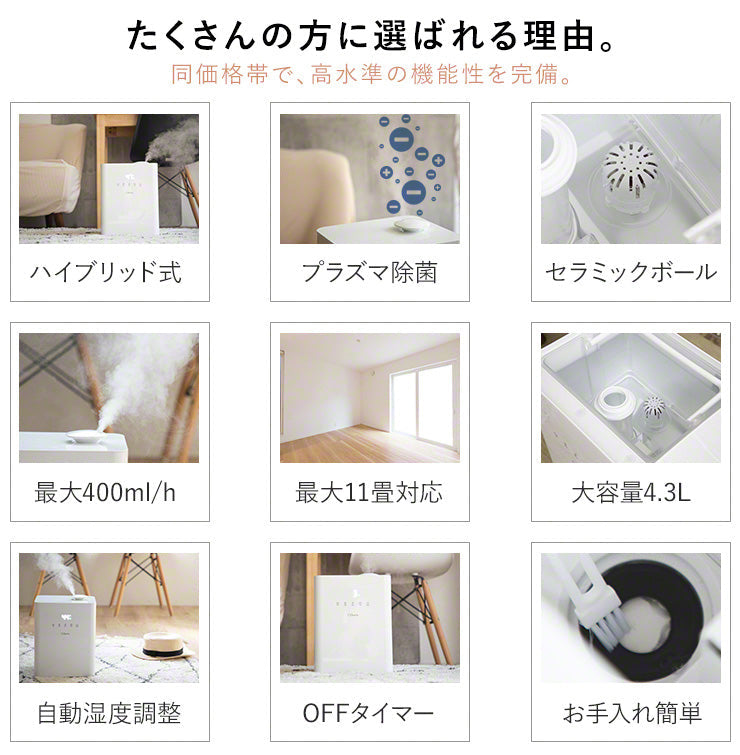 スチーム式加湿器　Qurra zz（3R-HHT03WT）