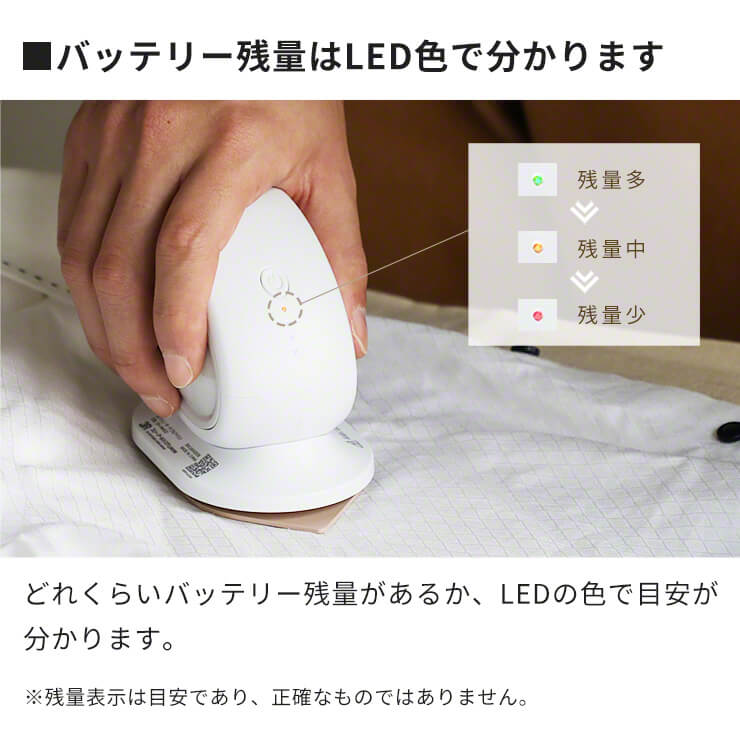 ハンディアイロン usb 充電式　Qurra ポケツムリ zz（3R-HMA02GY）