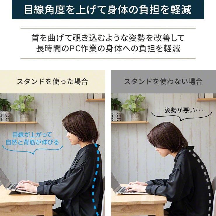 ノートパソコン スタンド 縦置き 折りたたみ式 ノートパソコンスタンド INOVA(3R-LTS01BK)