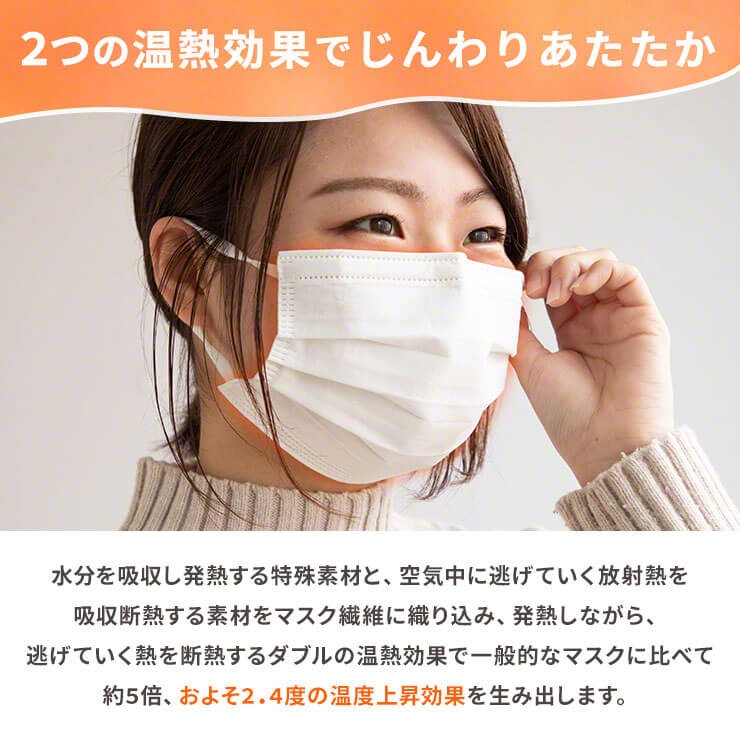 不織布マスク 暖かい マスク 温感 冬 発熱 あったかマスク 温感マスク 冬マスク 不織布 使い捨てマスク(3R-MEI01WT)