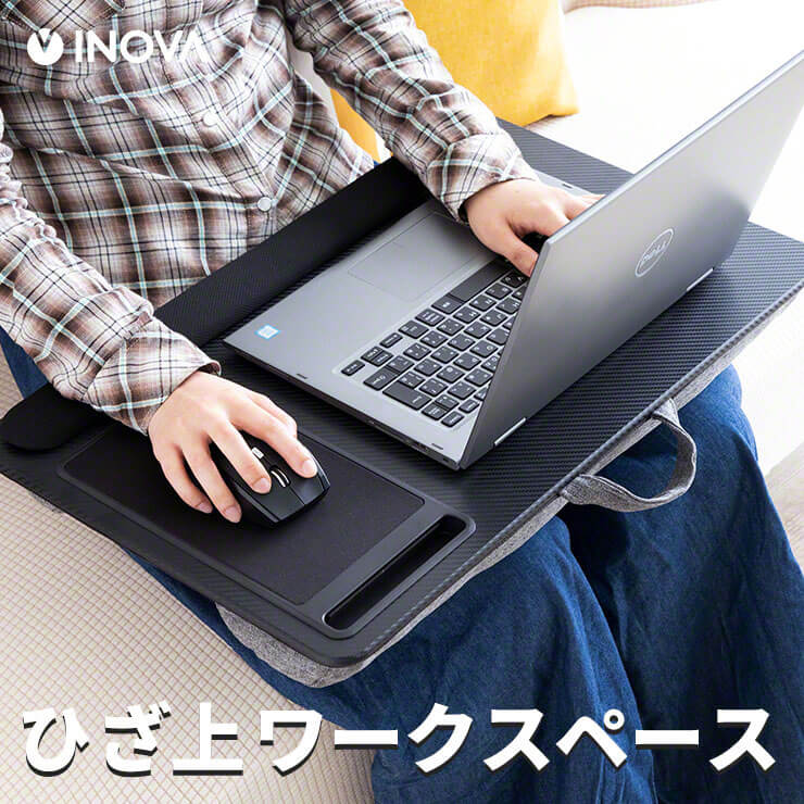 膝上テーブル クッション クッションテーブル キーボード マウス ワイド ノートパソコン(3R-OKT03BK)