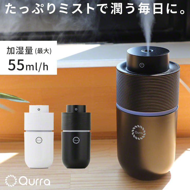 ポータブル加湿器 車内 車用 車載 持ち運び（ブラック）（3R-TMH03）