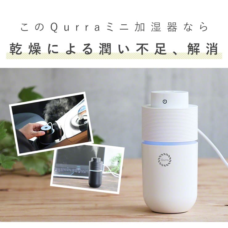ポータブル加湿器 車内 車用 車載 持ち運び（ブラック）（3R-TMH03）
