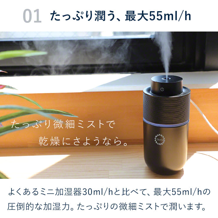 ポータブル加湿器 車内 車用 車載 持ち運び（ホワイト）（3R-TMH03）