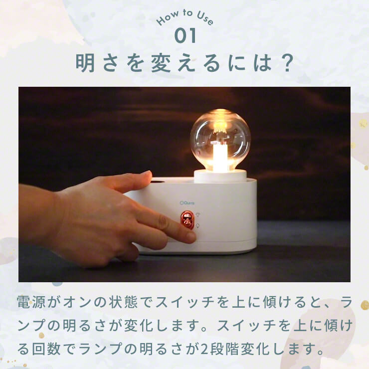 アロマオイル対応 コードレス 充電式 加湿器（3R-TMH04WT）