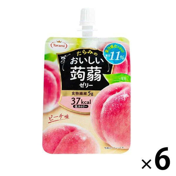 【たっぷり6個！】たらみ おいしい蒟蒻ゼリー ピーチ味　※