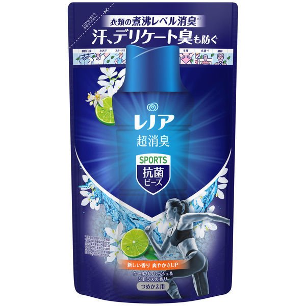 【嬉しいおまけ付き！】レノア超消臭 デオドランドビーズ スポーツ クールリフレッシュ 詰め替え 430ml