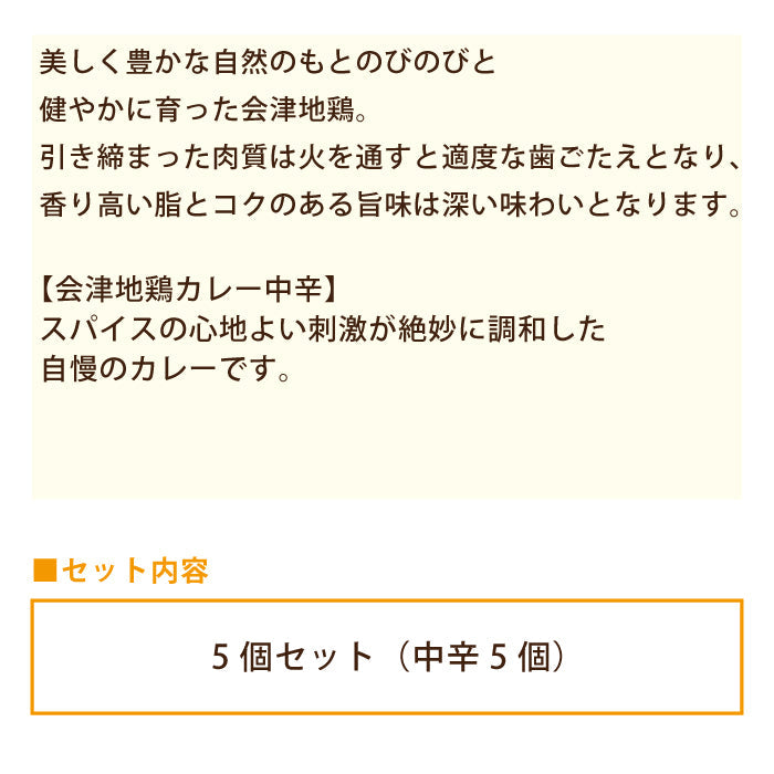 会津地鶏カレー5個セット（中辛5個）*