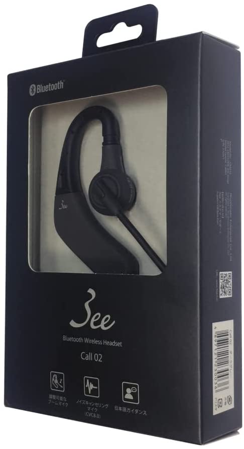 【3人シェア買いでお得】3ee Bluetooth ヘッドセット Call 02 ダークグレー（モノラル 片耳イヤホンタイプ） ノイズキャンセリングマイク