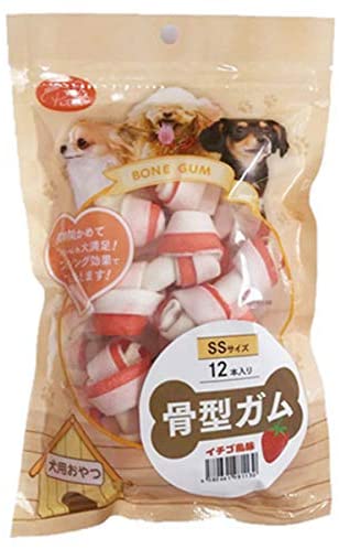イチゴ味・PETRO(ペトロ) 犬用おやつ  骨型ガムSS 12本入り