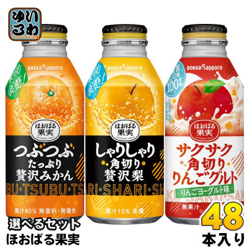 ポッカサッポロ ほおばる果実 400g ボトル缶 選べる 48本 (24本×2)