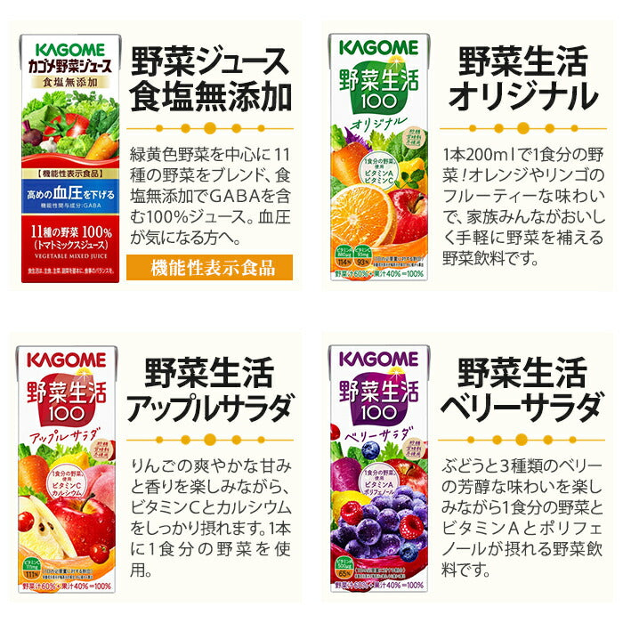 プレゼント ギフト カゴメ 野菜ジュース 他 195ml 200ml 紙パック 24本入 選べる ギフトボックス入り
