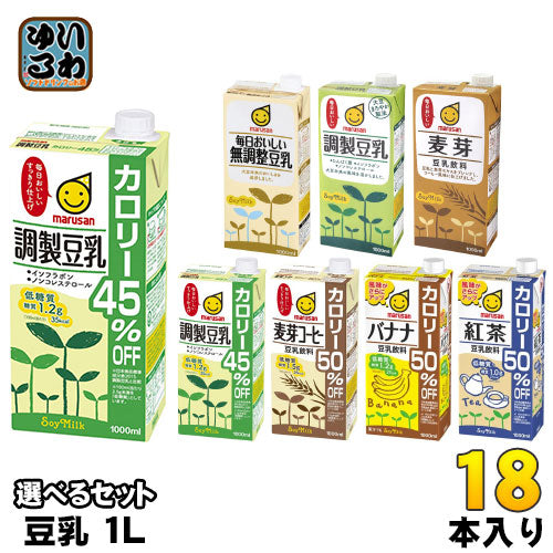 マルサンアイ 豆乳 1L (1000ml) 紙パック 選べる 18本 (6本×3)